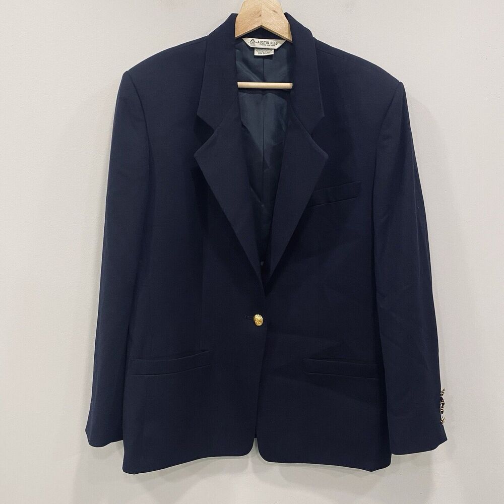 Austin Reed Dark Navy Single-Button Blazer with Gold Button